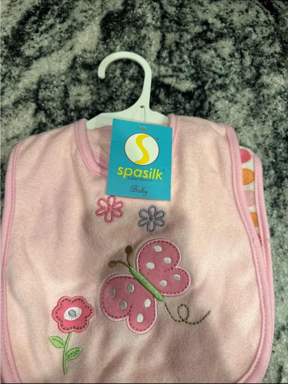 Pink Butterfly & Flower Baby Bib Set of 2